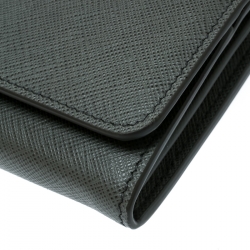 Pre Owned Prada Grey Saffiano Leather Continental Wallet