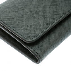 Pre Owned Prada Grey Saffiano Leather Continental Wallet