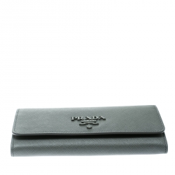 Pre Owned Prada Grey Saffiano Leather Continental Wallet