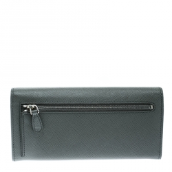 Pre Owned Prada Grey Saffiano Leather Continental Wallet