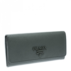 Pre Owned Prada Grey Saffiano Leather Continental Wallet