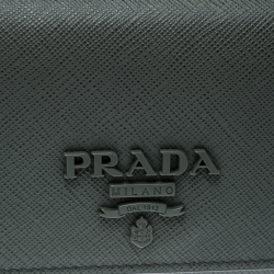 Pre Owned Prada Grey Saffiano Leather Continental Wallet