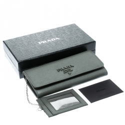 Pre Owned Prada Grey Saffiano Leather Continental Wallet