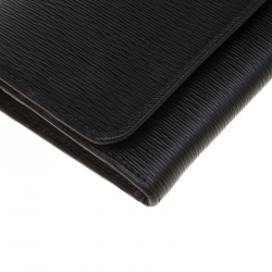 Pre Owned Prada Black Vitello Move Leather Continental Wallet On Chain