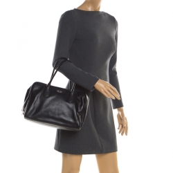 Pre Owned Prada Black Leather Bauletto Bag