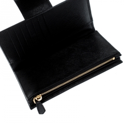 Pre Owned Prada Black Saffiano Metal Leather Continental Wallet
