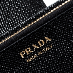 Pre Owned Prada Black Saffiano Metal Leather Continental Wallet