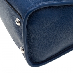 Prada Blue Leather Front Zip Convertible Bowler Bag