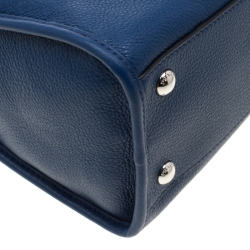 Prada Blue Leather Front Zip Convertible Bowler Bag