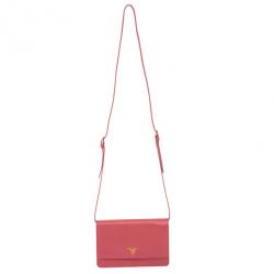 مملوكة مسبقًا Prada Pink Saffiano Crossbody Convertible Clutch