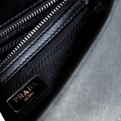 Pre Owned  Prada White/Black Saffiano Leather Pattina Bianco Shoulder Bag