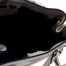 Pre Owned Prada White Vitello Leather Phenix Tote
