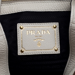 Pre Owned Prada White Vitello Leather Phenix Tote