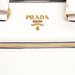 Pre Owned Prada White Vitello Leather Phenix Tote