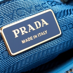 Pre Owned Prada Blue Saffiano Leather Small Double Zip Tote