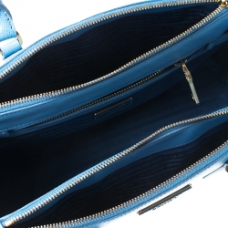 Pre Owned Prada Blue Saffiano Leather Small Double Zip Tote