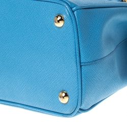 Pre Owned Prada Blue Saffiano Leather Small Double Zip Tote
