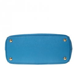 Pre Owned Prada Blue Saffiano Leather Small Double Zip Tote