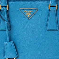 Pre Owned Prada Blue Saffiano Leather Small Double Zip Tote