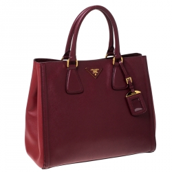 Pre Owned Prada Bicolor Saffiano Lux Leather Tote