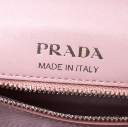 Pre Owned Prada Pink Diagramme Leather Small Flap Crossbody Bag