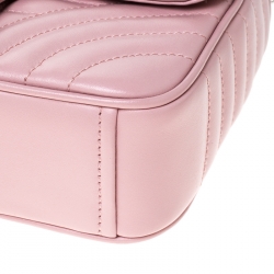 Pre Owned Prada Pink Diagramme Leather Small Flap Crossbody Bag