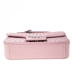 Pre Owned Prada Pink Diagramme Leather Small Flap Crossbody Bag