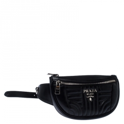 Pre Owned Prada Black Diagramme Leather Belt Bag