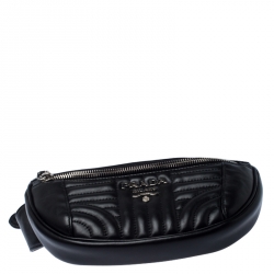 Pre Owned Prada Black Diagramme Leather Belt Bag