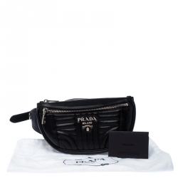 Pre Owned Prada Black Diagramme Leather Belt Bag