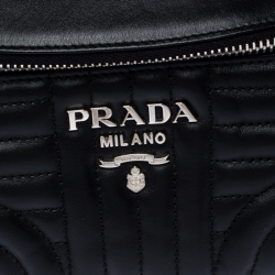 Pre Owned Prada Black Diagramme Leather Belt Bag