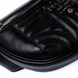 Pre Owned Prada Black Diagramme Leather Belt Bag