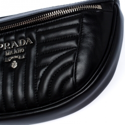Pre Owned Prada Black Diagramme Leather Belt Bag