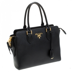 Prada Black Saffiano Leather Borsa A Mano Tote 