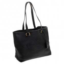 Pre Owned Prada Black Vitello Leather Shopper Tote