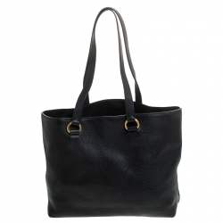 Pre Owned Prada Black Vitello Leather Shopper Tote