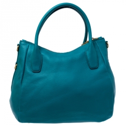 Pre Owned Prada Teal Leather Vitello Daino Sacca 2 Manici Hobo