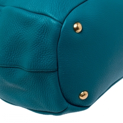 Pre Owned Prada Teal Leather Vitello Daino Sacca 2 Manici Hobo