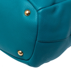 Pre Owned Prada Teal Leather Vitello Daino Sacca 2 Manici Hobo