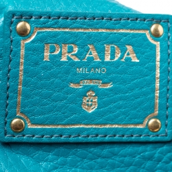 Pre Owned Prada Teal Leather Vitello Daino Sacca 2 Manici Hobo