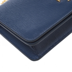 Pre Owned Prada Blue Leather Mini Bandoliera Crossbody Bag
