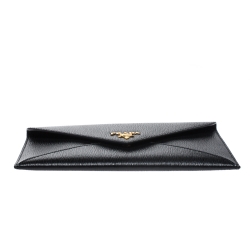 Pre Owned Prada Black Vitello Move Leather Envelope Wallet