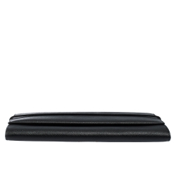 Pre Owned Prada Black Saffiano Leather Travel Wallet