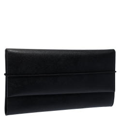 Pre Owned Prada Black Saffiano Leather Travel Wallet