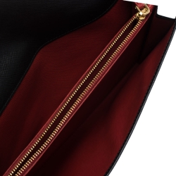 Pre Owned Prada Black Saffiano Leather Travel Wallet