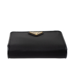 Pre Owned Prada Black Nylon and Leather French Wallet