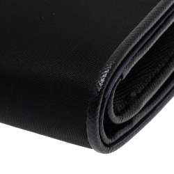 Pre Owned Prada Black Nylon and Leather French Wallet