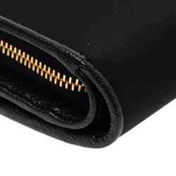 Pre Owned Prada Black Nylon and Leather French Wallet