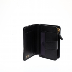 Pre Owned Prada Black Nylon and Leather French Wallet