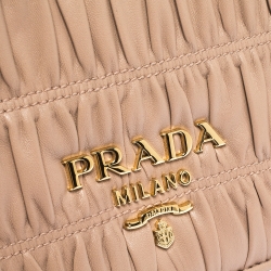 Pre Owned Prada Nude Beige Gaufre Leather Flap Chain Shoulder Bag